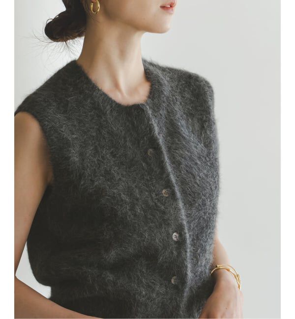 NOBLE「FOX/Caファーニットフロントボタンベスト」|ベスト・ジレ|