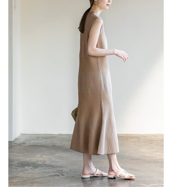 NOBLE「《WEB限定追加》【洗える】ランダムリブマーメイドニットワンピース2」|ワンピース|