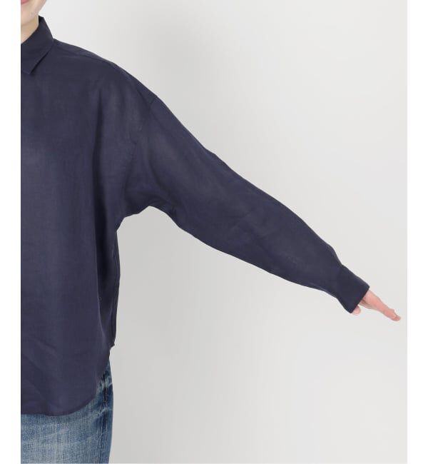 Spick and Span「《程よくすっきりサイズ》 80リネンカシュクール ミディシャツ」|シャツ・ブラウス|