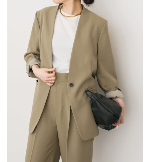 Spick and Span「《セットアップ可》トロストレッチVカラージャケット」|ノーカラージャケット|