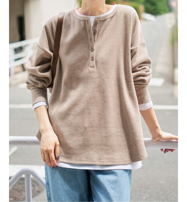 Spick and Span「《新色有り / 追加》2枚SETヘンリーネックプルオーバー」|Tシャツ・カットソー|ベージュベース