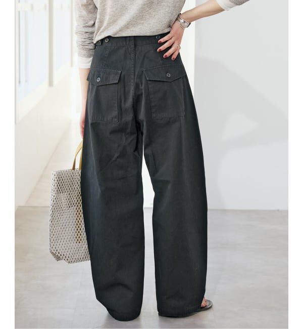 Spick and Span「コットンバレルレッグパンツ」|その他|ブラック