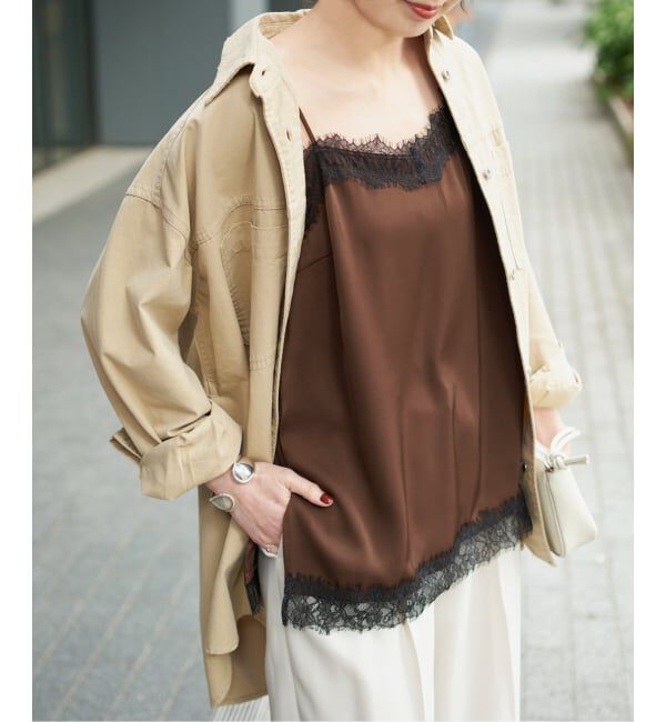 Spick and Span「サテンレースキャミソール」|キャミソール|ブラウン