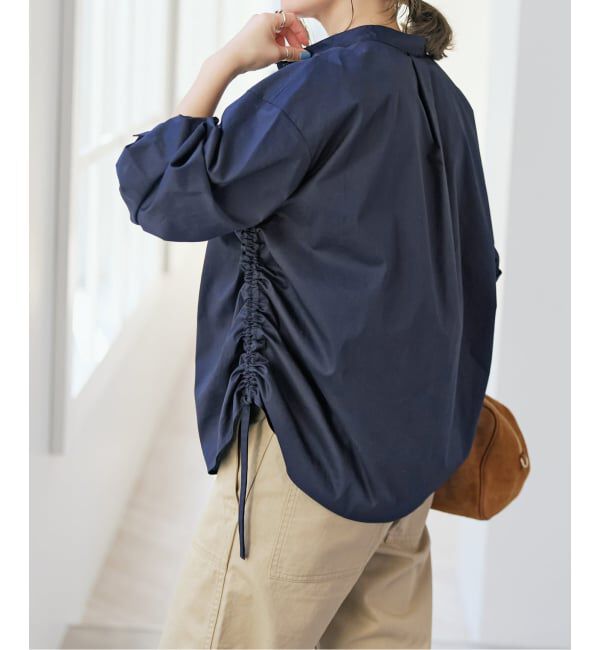 Spick and Span「サイドドロストスタンドカラーブラウス」|シャツ・ブラウス|ネイビー B