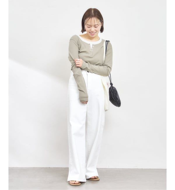 U by SPICK&SPAN「SOMETHING / サムシング LISA LACE UP WIDE」|デニム|