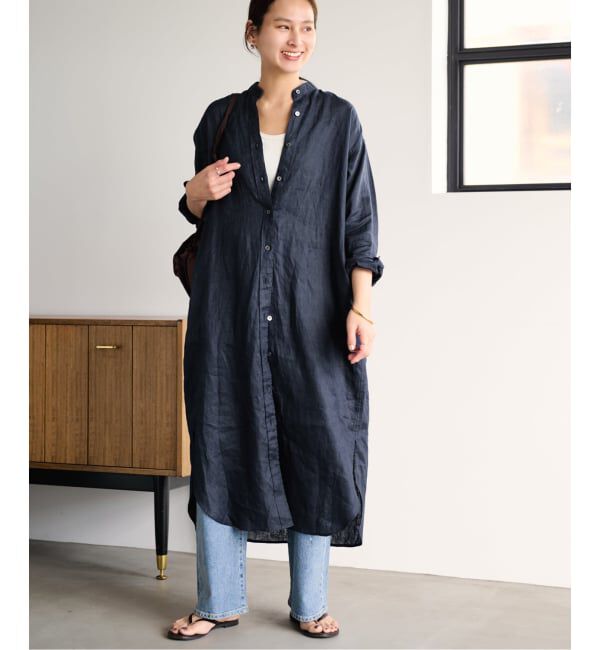 FRAMeWORK「≪一部カラーWEB限定 / 追加予約≫フレンチリネンシャツワンピース」|ワンピース|ネイビー