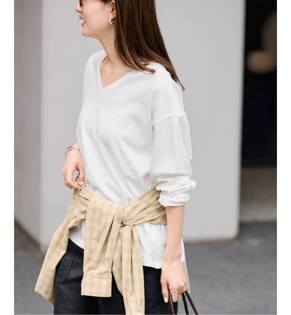 FRAMeWORK「《追加》ラフィー天竺Vネックプルオーバー」|Tシャツ・カットソー|