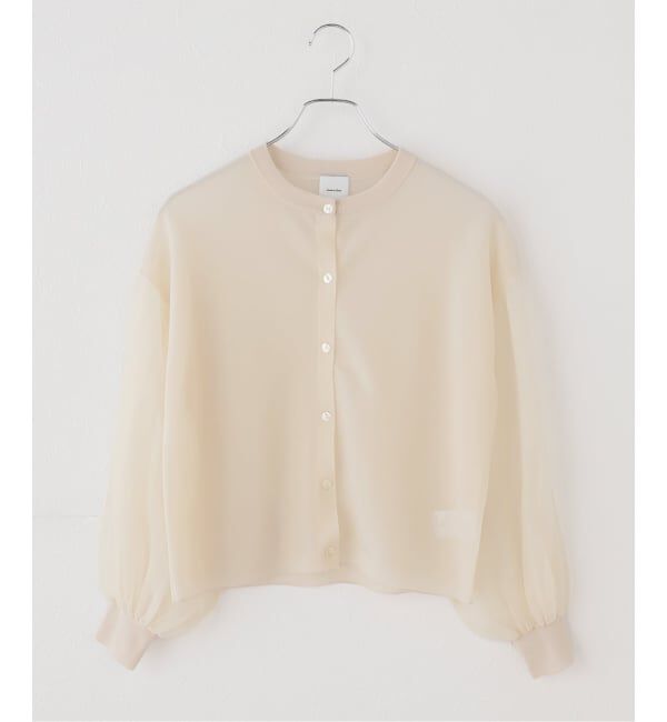 Spick and Span「シアーパフカーディガン」|カーディガン|ベージュ