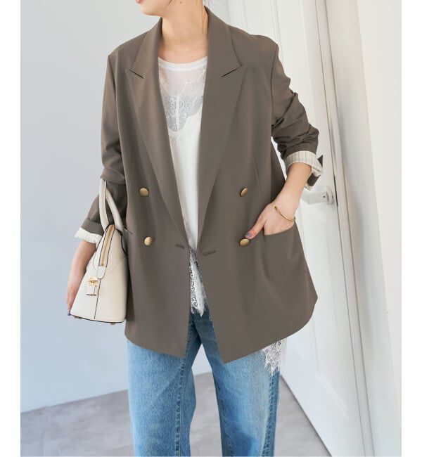 Spick and Span「《追加》プレーンウィーブダブルブレストジャケット」|テーラードジャケット|