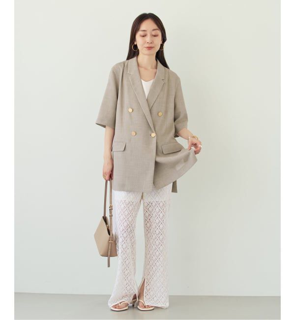 NOBLE「《予約・セットアップ対応》ドンゴロスハーフスリーブジャケット」|テーラードジャケット|