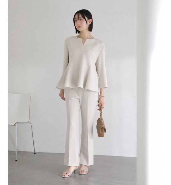  「【洗える】カーブネックフレアブラウス」|シャツ・ブラウス|