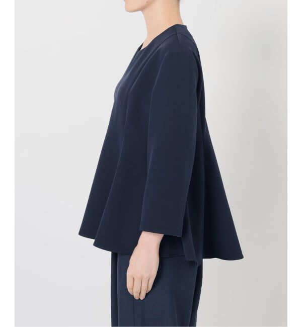  「【洗える】カーブネックフレアブラウス」|シャツ・ブラウス|