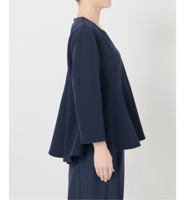  「【洗える】カーブネックフレアブラウス」|シャツ・ブラウス|