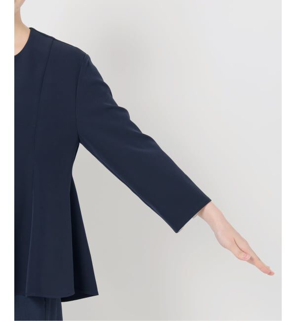  「【洗える】カーブネックフレアブラウス」|シャツ・ブラウス|