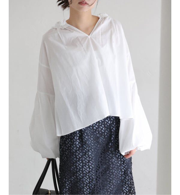  「【洗える】袖バルーンブラウス」|シャツ・ブラウス|ホワイト