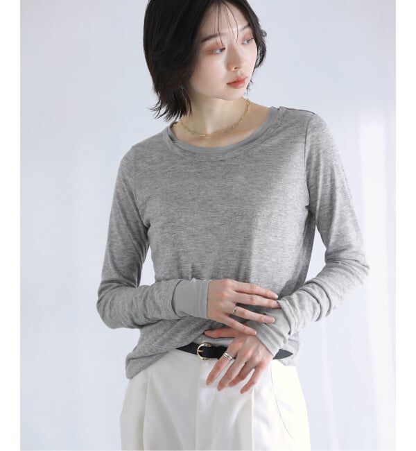  「【洗える】レイヤードカットソー」|Tシャツ・カットソー|グレー