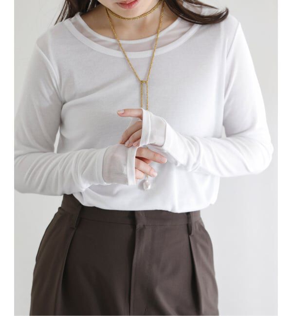  「【洗える】レイヤードカットソー」|Tシャツ・カットソー|ホワイト