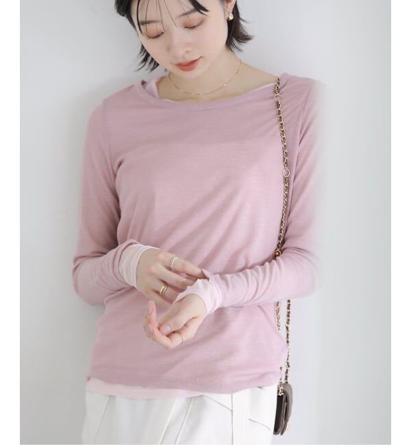  「【洗える】レイヤードカットソー」|Tシャツ・カットソー|ピンク