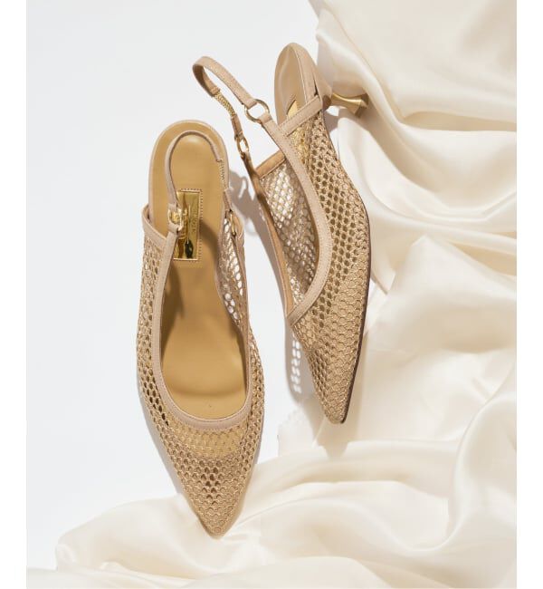 GRISE「《追加》GRISE5cmポインテッドメッシュスリングバック」|パンプス|ゴールド