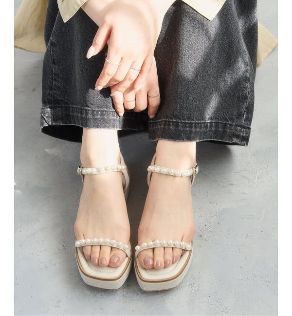  「《追加予約》4cmパールプラットサンダル」|サンダル|