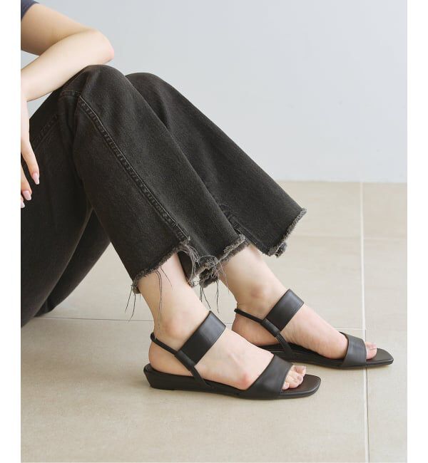  「《追加予約》2cmゴムストラップサンダル」|サンダル|ブラック A