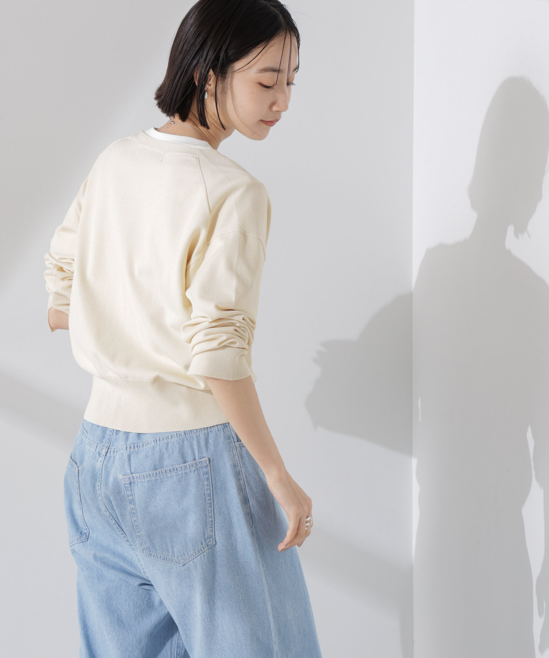 nano･universe「洗濯機洗い可UVカット接触冷感justVネックカーディガン」|ニット・セーター|