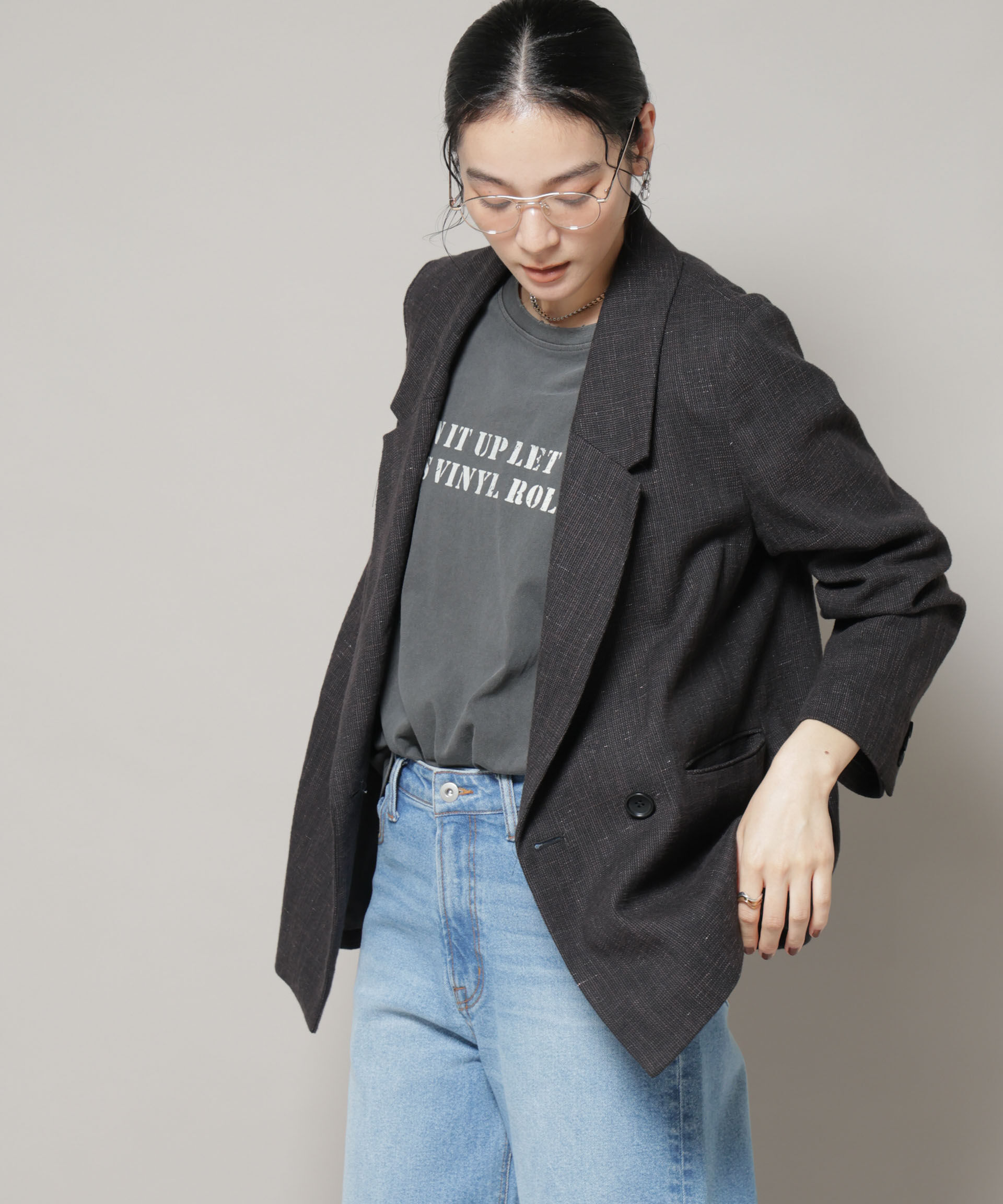 nano･universe「ツイードセミダブルジャケット(セットアップ可)」|テーラードジャケット|