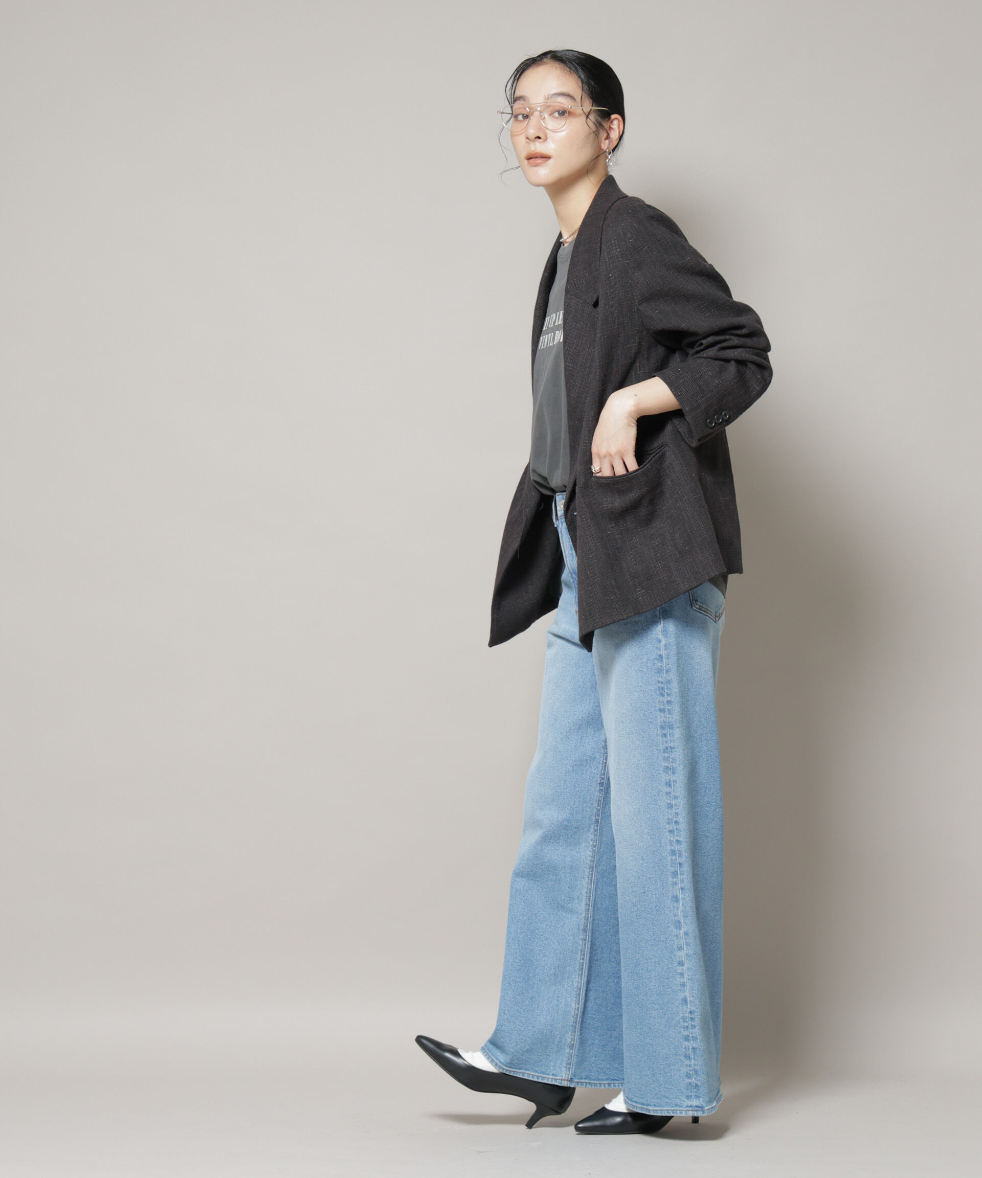 nano･universe「ツイードセミダブルジャケット(セットアップ可)」|テーラードジャケット|