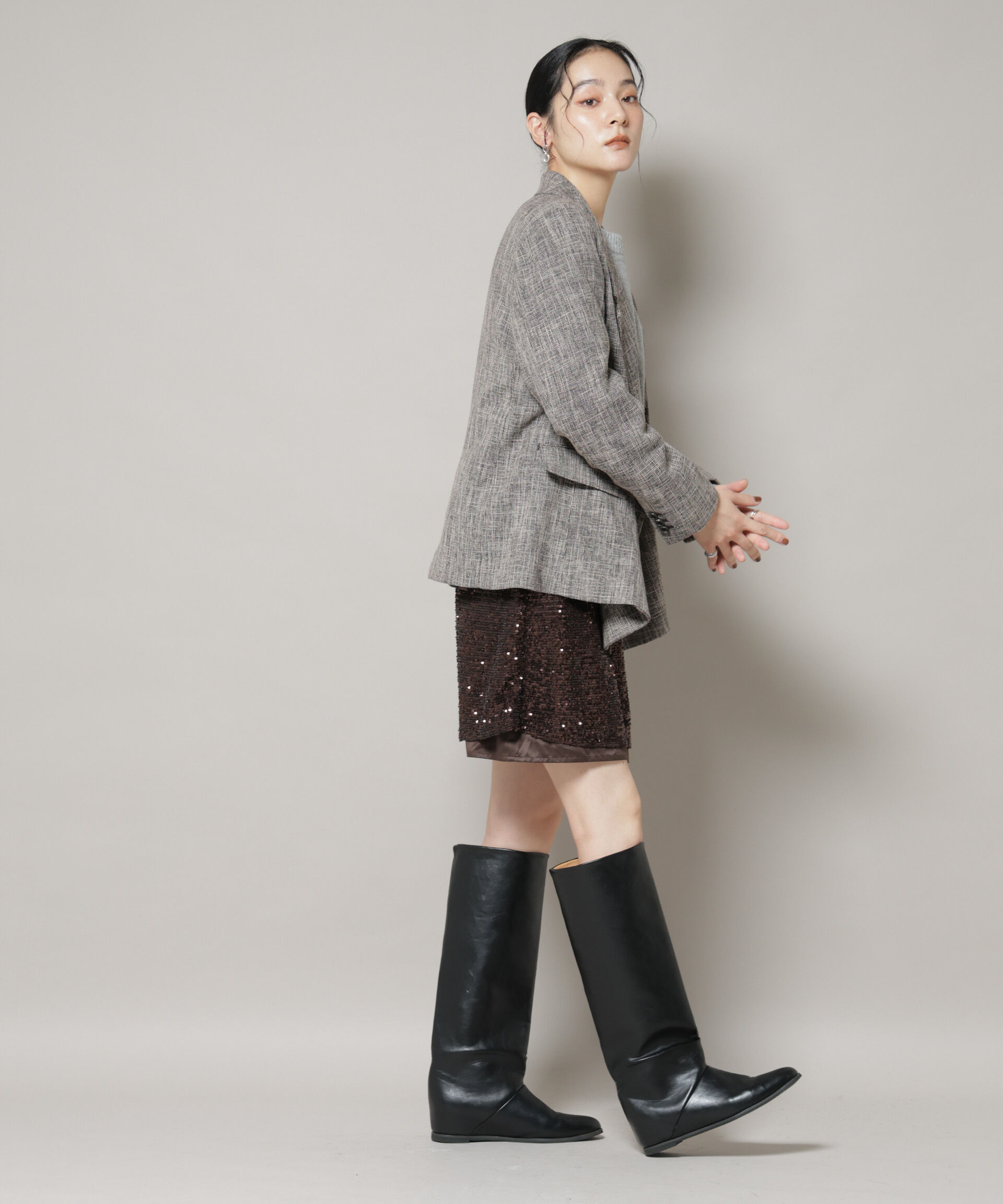 nano･universe「ツイードセミダブルジャケット(セットアップ可)」|テーラードジャケット|