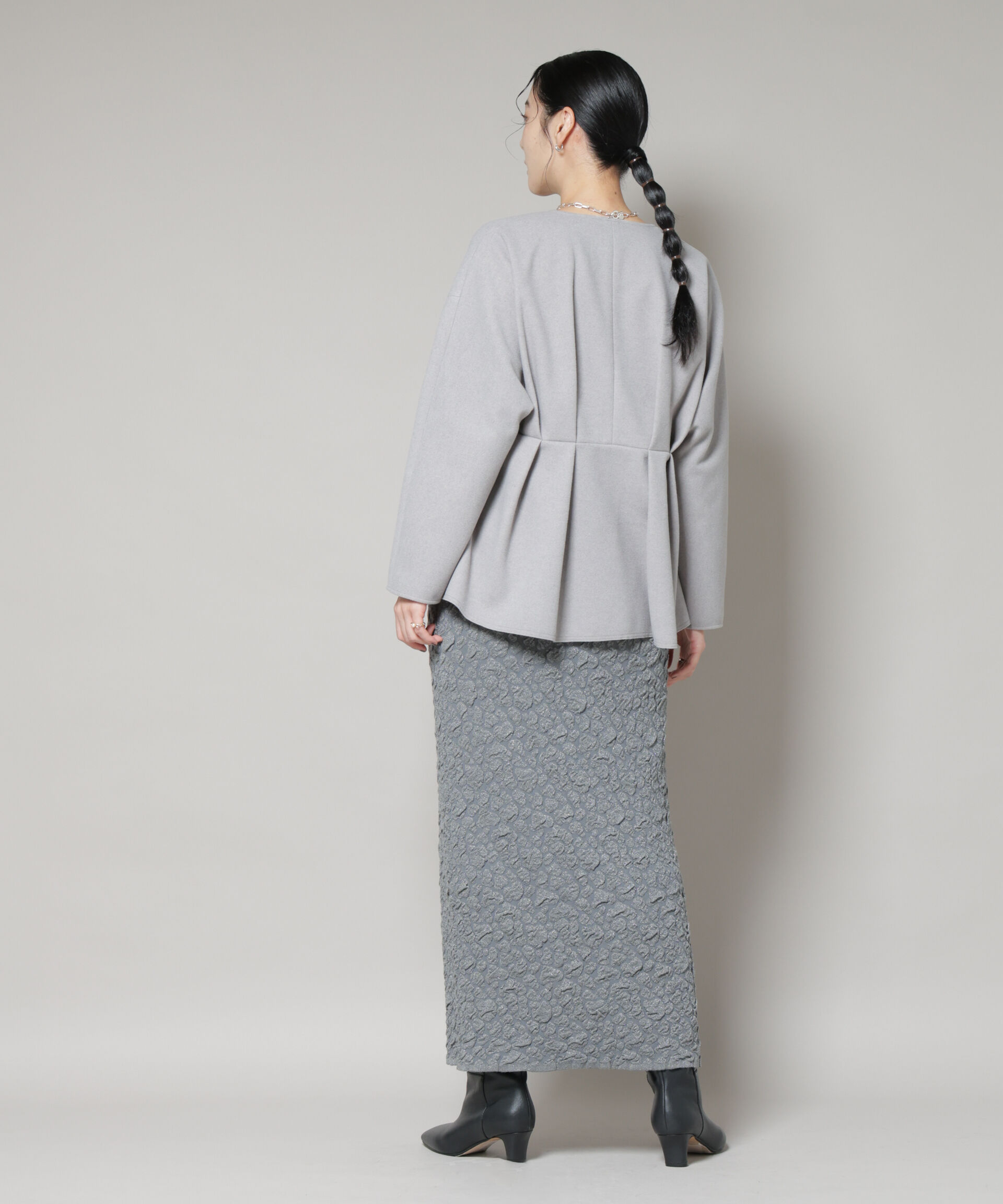 nano･universe「ニードルジャージーペプラムブルゾン」|ブルゾン・スタジャン|