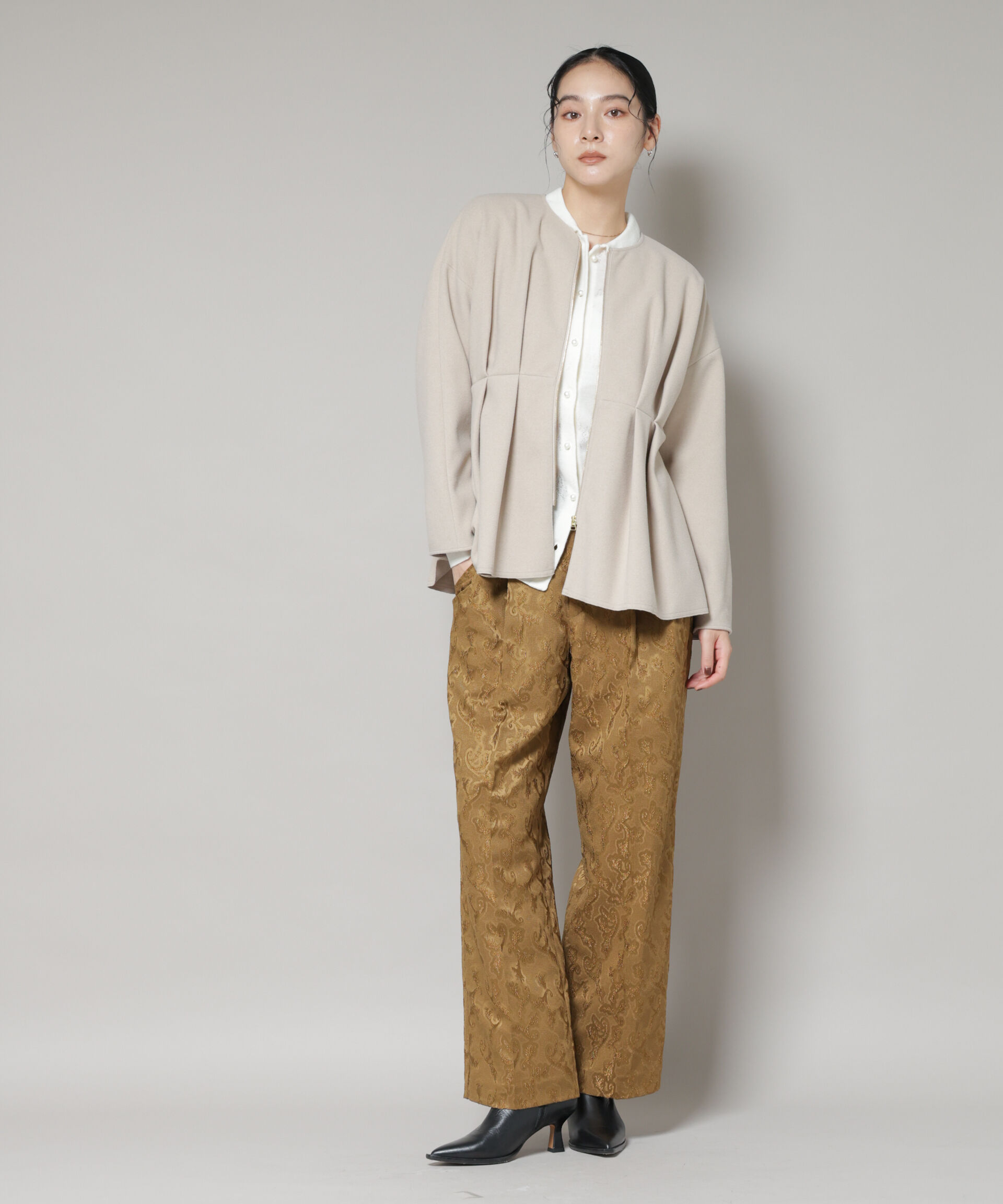 nano･universe「ニードルジャージーペプラムブルゾン」|ブルゾン・スタジャン|