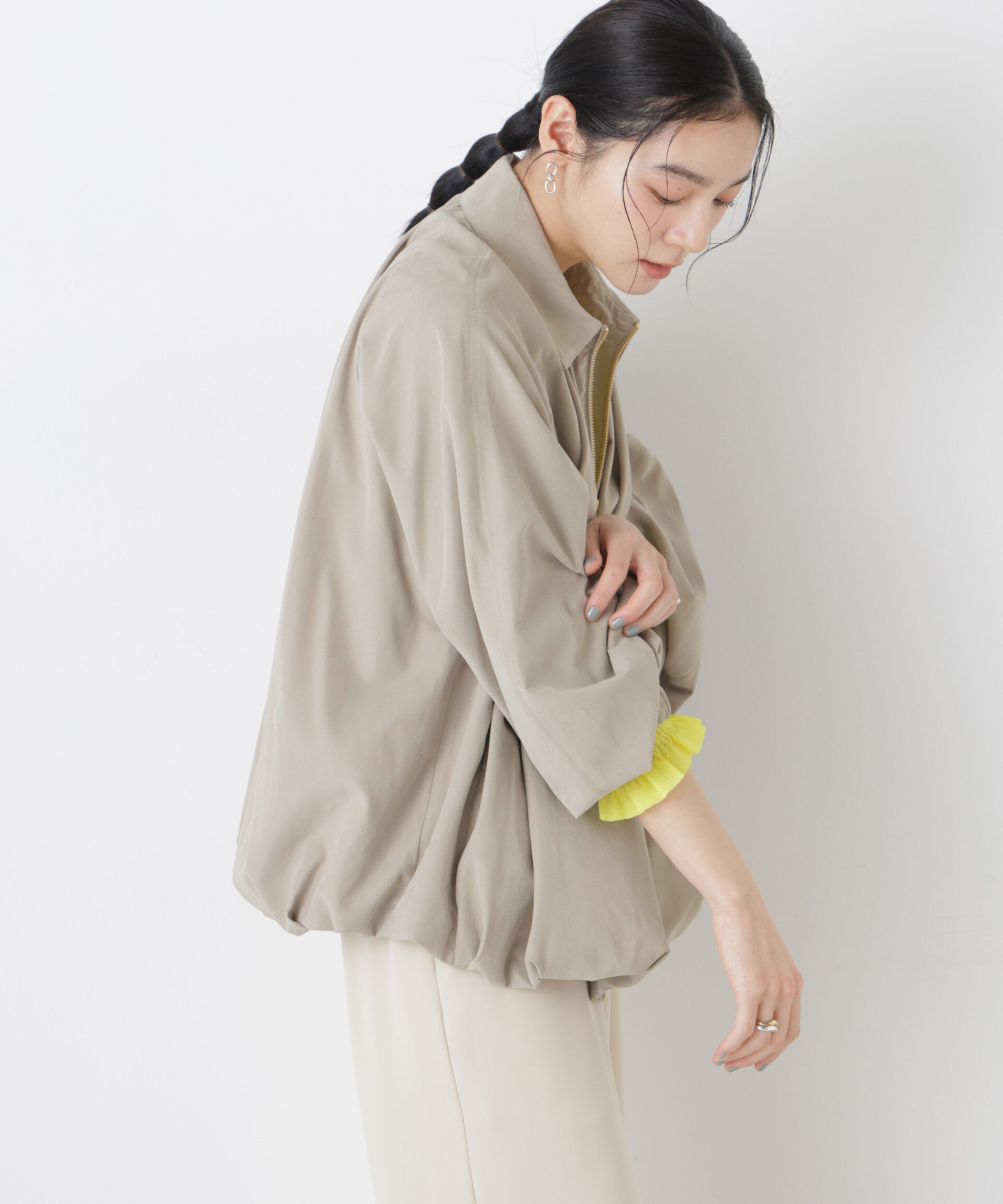 nano･universe「ライトスエードギャザーバルーンブルゾン」|ブルゾン・スタジャン|