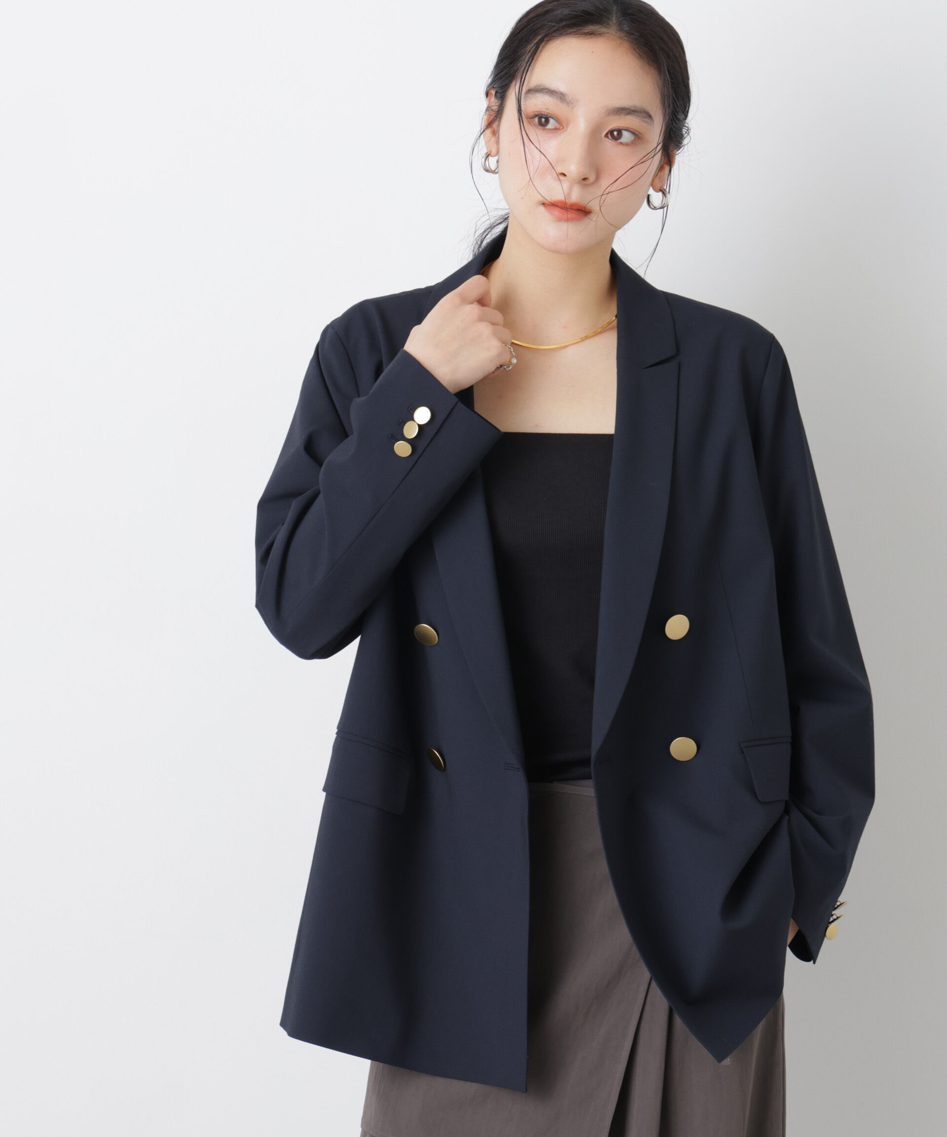 nano･universe「トロストレッチダブルジャケット(セットアップ可)」|テーラードジャケット|