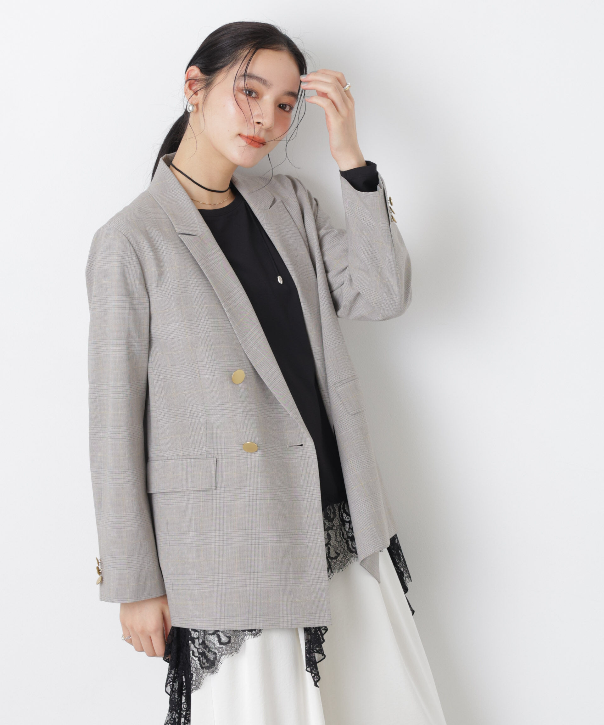 nano･universe「トロストレッチダブルジャケット(セットアップ可)」|テーラードジャケット|