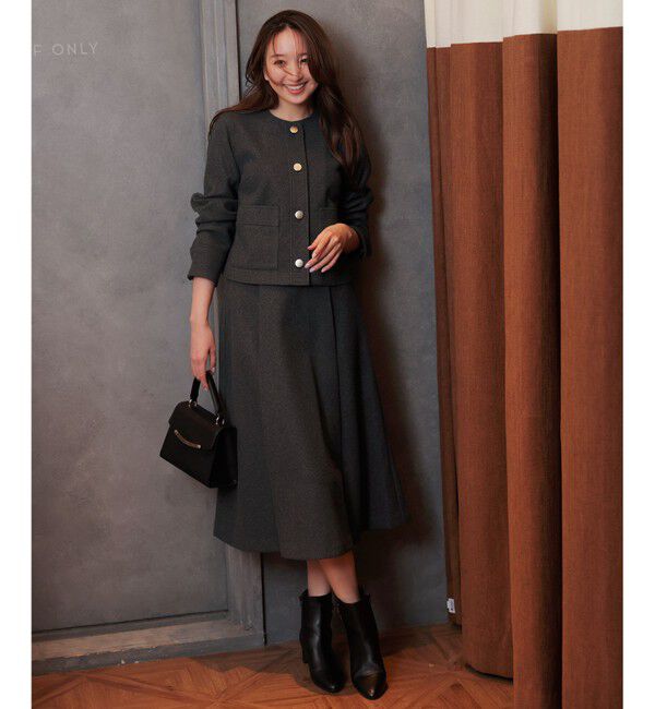 ANY SIS「【2SET】ジャケット &times; フレアスカート セット」|スーツ|チャコール