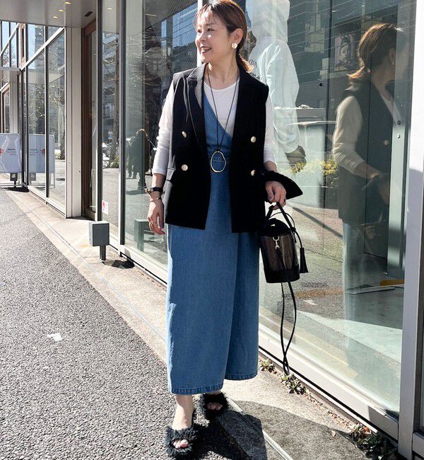 Rie Miller「【RM denim】ワンショルダーデニムジャンパースカート」|ワンピース|