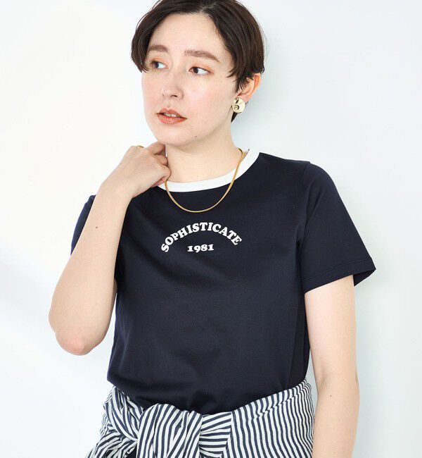 NOLLEY'S sophi「シルケット天竺衿配色ロゴTシャツ」|Tシャツ・カットソー|