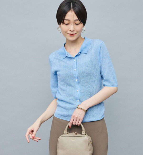 NOLLEY'S sophi「《手洗い可能》ワイドリブシアーポロ衿カーディガン」|カーディガン|