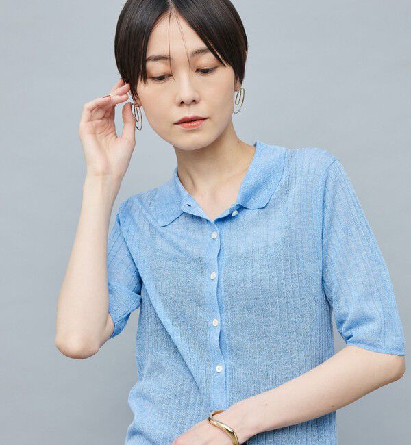 NOLLEY'S sophi「《手洗い可能》ワイドリブシアーポロ衿カーディガン」|カーディガン|