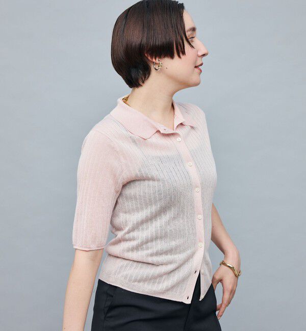 NOLLEY'S sophi「《手洗い可能》ワイドリブシアーポロ衿カーディガン」|カーディガン|