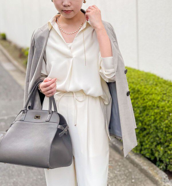 NOLLEY'S sophi「《morisachiシリーズとセットアップ対応》ウォッシャブルダブルサテンスキッパーブラウス」|シャツ・ブラウス|