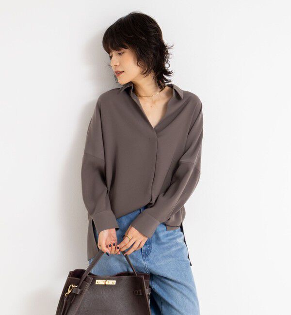 NOLLEY'S sophi「《morisachiシリーズとセットアップ対応》ウォッシャブルダブルサテンスキッパーブラウス」|シャツ・ブラウス|