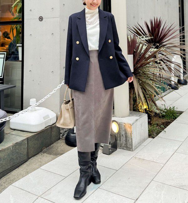 NOLLEY'S「ウォッシャブルストレッチスエード切替タイトスカート」|タイト|