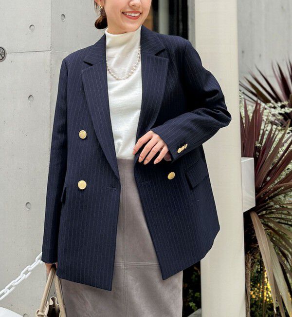 NOLLEY'S「ウォッシャブルウール調ダブルジャケット」|テーラードジャケット|