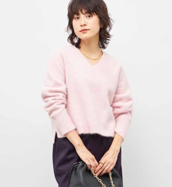 NOLLEY'S「《手洗い可能》ヘアリーストレッチVネックプルオーバーニット」|ニット・セーター|