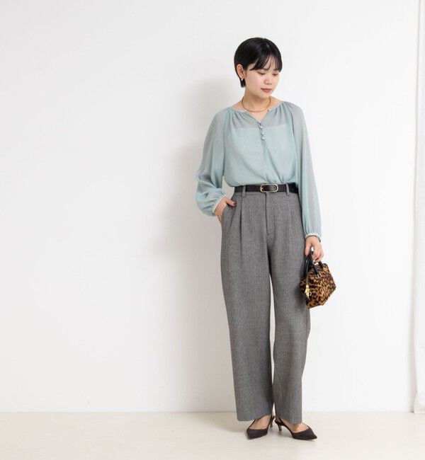 NOLLEY'S sophi「ウォッシャブル両面起毛ヘリンボーン/ストライプセミワイドパンツ」|その他|