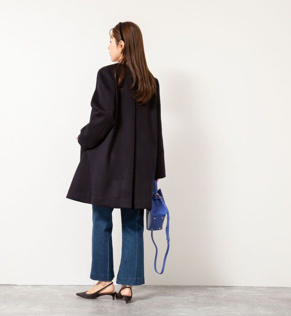 NOLLEY'S「ブローチ付きAラインノーカラーコート」|ノーカラーコート|