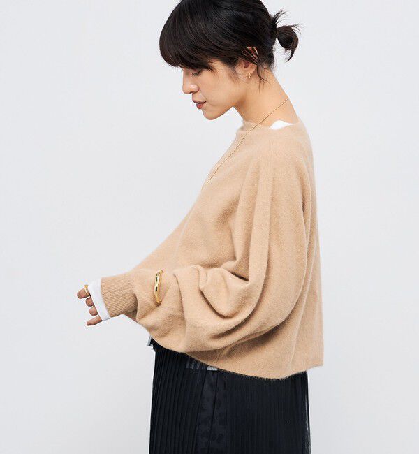 NOLLEY'S「《手洗い可能》ウォッシャブルヘアリーショート丈プルオーバー」|ニット・セーター|ベージュ