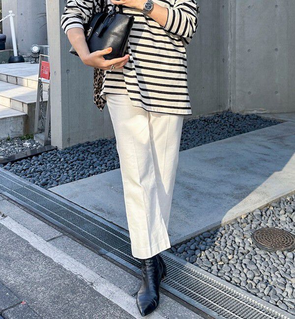 Rie Miller「【RM denim】スリットクロップドセンタープレスデニム」|デニム|オフホワイト