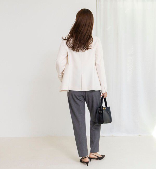 NOLLEY'S「《セットアップ対応》ウォッシャブルサージストレッチVネックジャケット」|ノーカラージャケット|